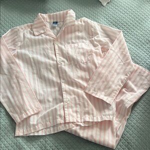 Old Navy Pink and White Striped Unisex Pajama Top